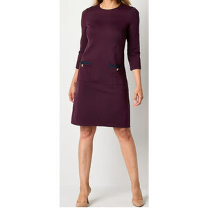 NWT Women's Jessica Howard Womens 3/4 Sleeve Shift Dress Size 4 Burgundy